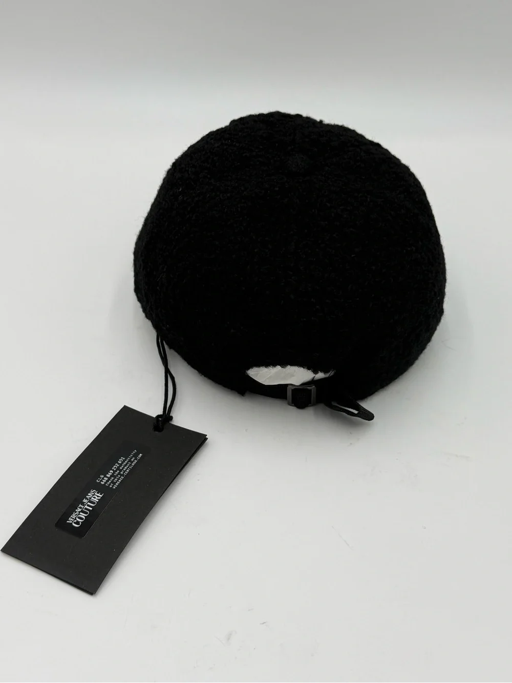 NWT Versace Jeans Couture Black Bouclé Teddy Baseball Cap Hat Logo AUTHENTIC